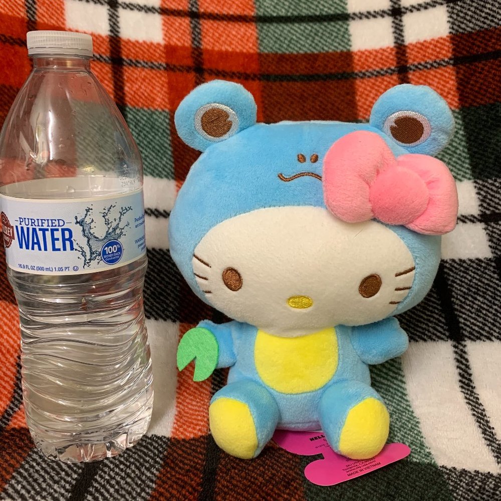Blue Frog Hello Kitty Small Plush